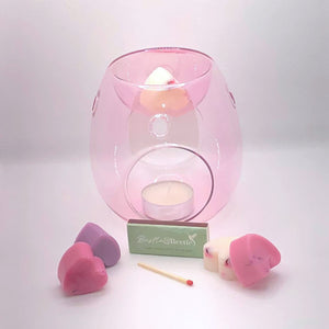 Rose Pink Wax Melt Burner with 6X Melts.Please choose fragrance from our selection you wish to have in and add them to the order in your notes