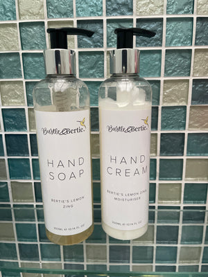 BERTIES LEMON COLLECTION OF HAND SOAP AND HAND CREAM